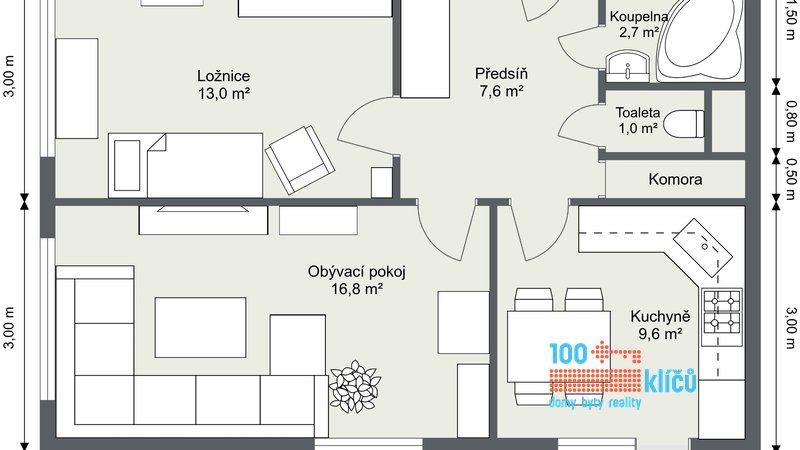 Varenská 2+1 - 1. Floor - 2D Floor Plan