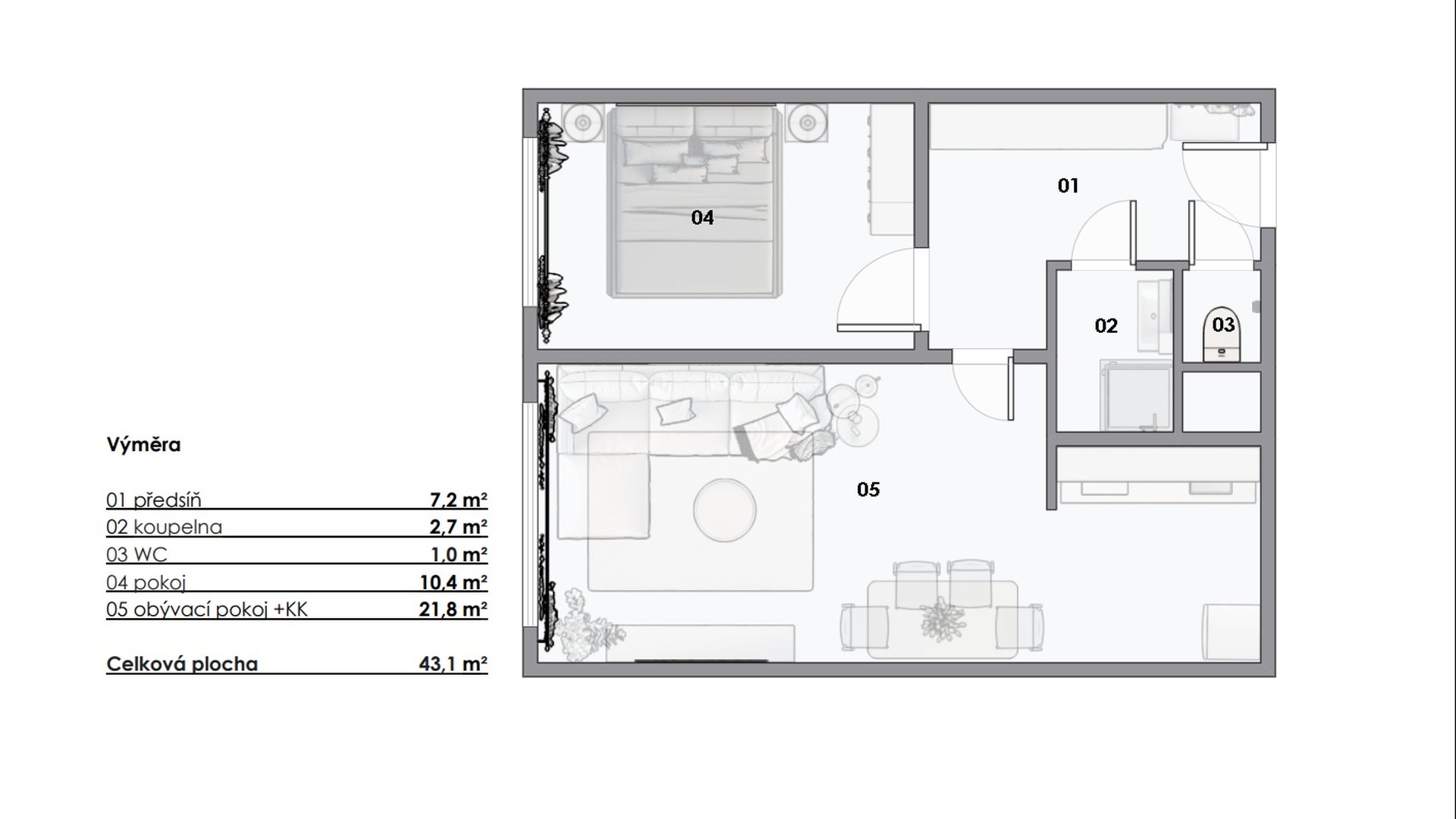 Prodej zrekonstruovaného bytu 2+kk v osobním vlastnictví, 42 m² se sklepem, Praha - Horní Měcholupy