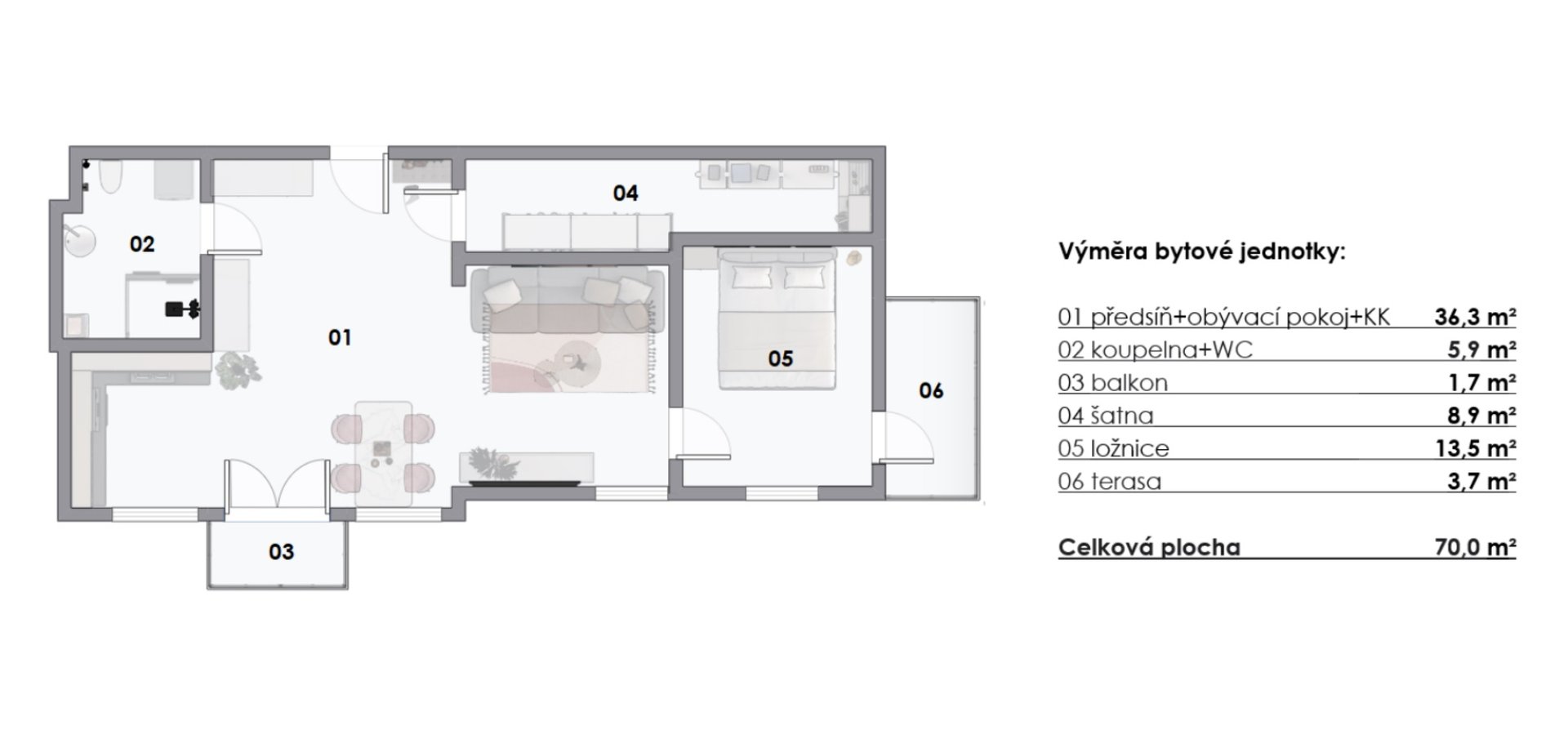 Prodej bytu 2+kk s terasou a balkónem, 70 m² - Mariánské Lázně