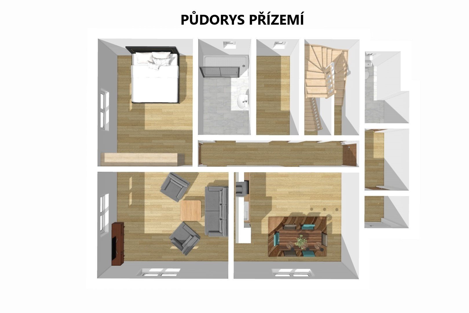 půdorys 1NP 3D