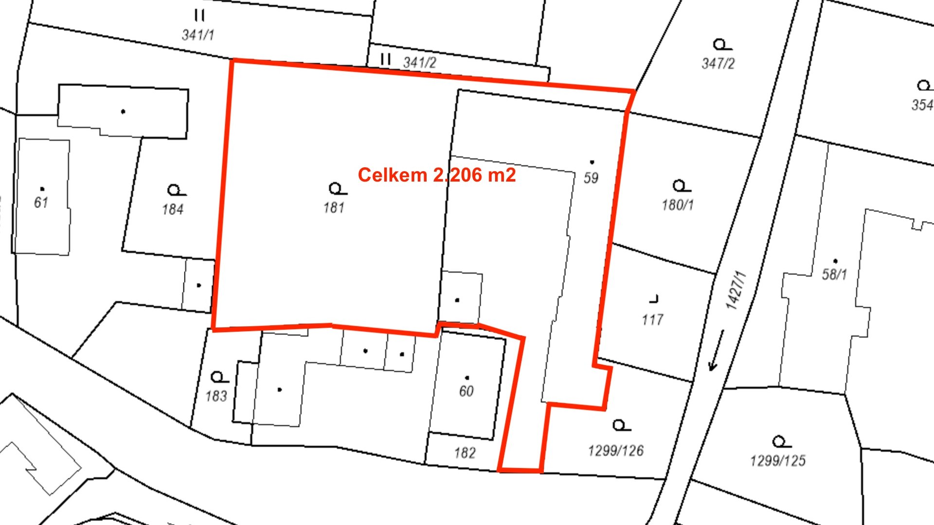 Krásná, rovinatá stavební parcela 2.206 m2 v obci Librantice