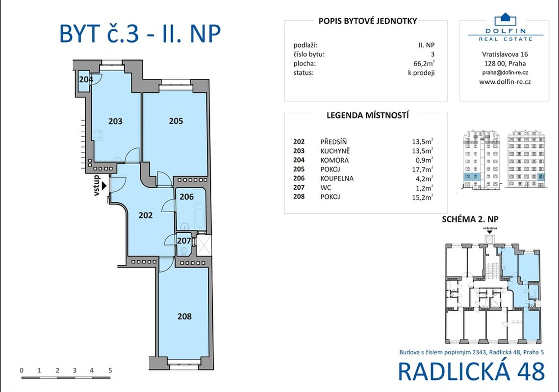 Продажа, 2-х комнатные квартиры (3+кк), 66 m² - Praha
