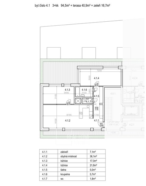 Prodej byt novostavba 3+kk /94,5 m2/terasa 40,9 m2/zeleň 16,7 m2/ Rezidenční byty Berkova, Brno-Královo Pole