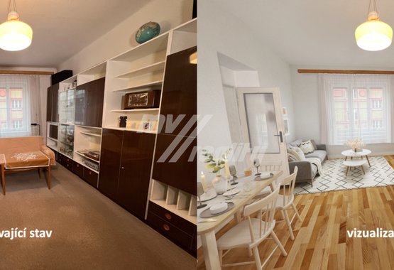 vizualizace obývací pokoj s kuchyní
