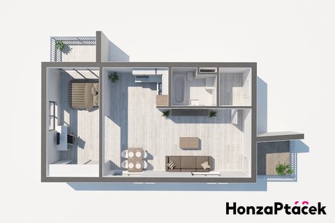 Prodej bytu 2+kk Jeremenkova, Podolí, Praha,půdorys, realitní makléř v Praze, realitní kancelář1
