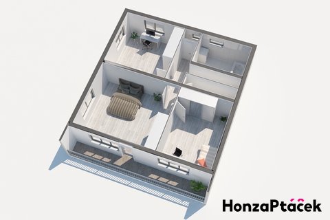 Prodej rodinného domu Sadská - 3D půdorys, Praha realitní makléř v Praze, realitní kancelář18