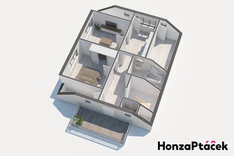 Prodej rodinného domu Vlašim 3D půdorys realitní makléř • realitní kancelář • realitní slu