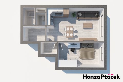 Prodej bytu DAŠKOVA realitní makléř v Praze, realitní kancelář - PŮDORYS1