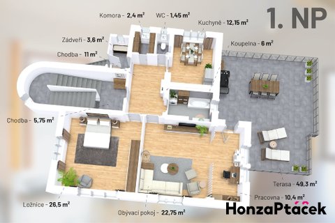 Prodej rodinné vily Bráník U Dubu Praha realitní makléř v Praze, realitní kancelář_půdorys