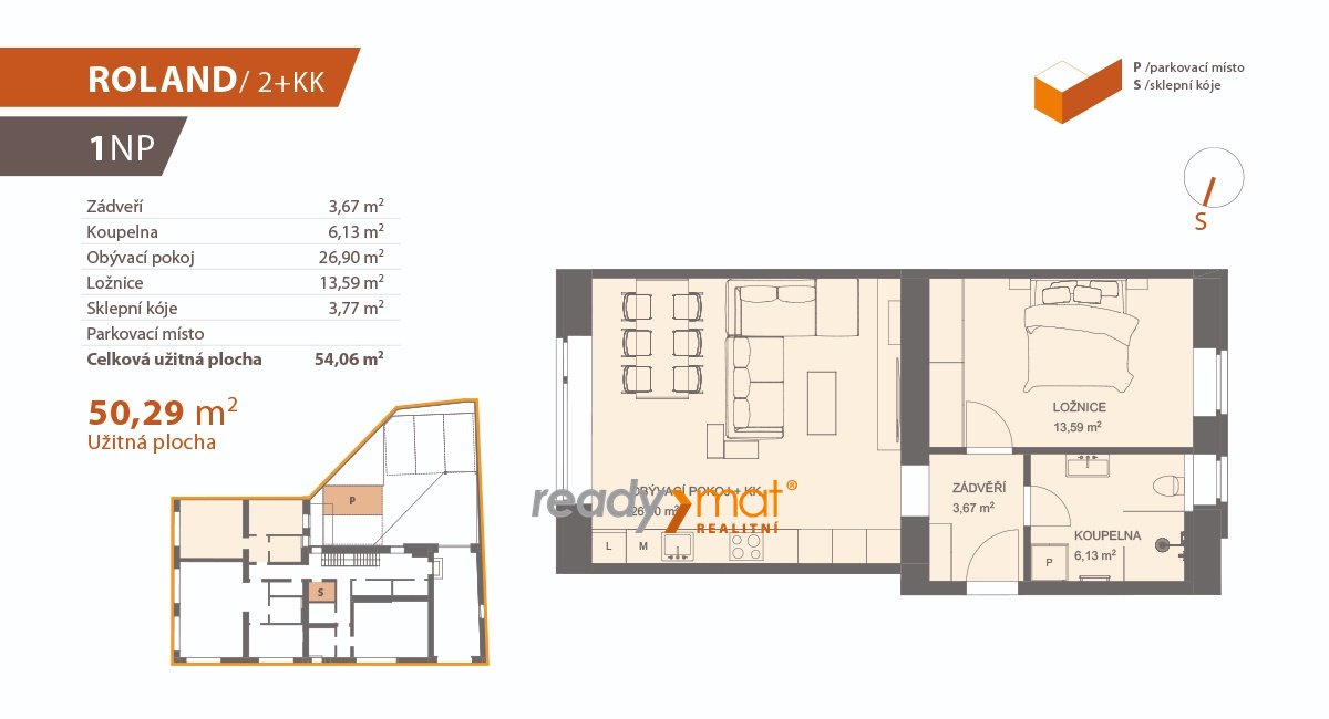 Prodej, Byty 2+kk, 50 m² – Hodonín - ready-mat realitní